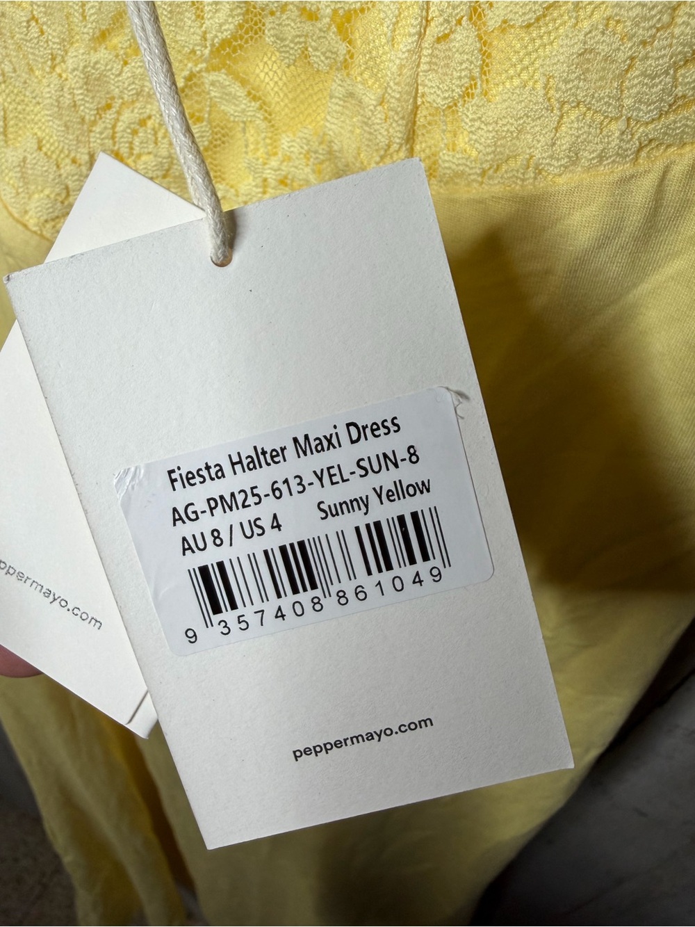 Peppermayo Yellow Lace Halter Maxi Dress - Picture 3 of 8